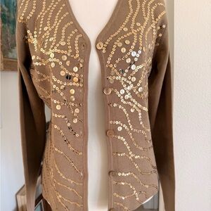 Vintage 80’s Sequin Embellished Brown Cardigan